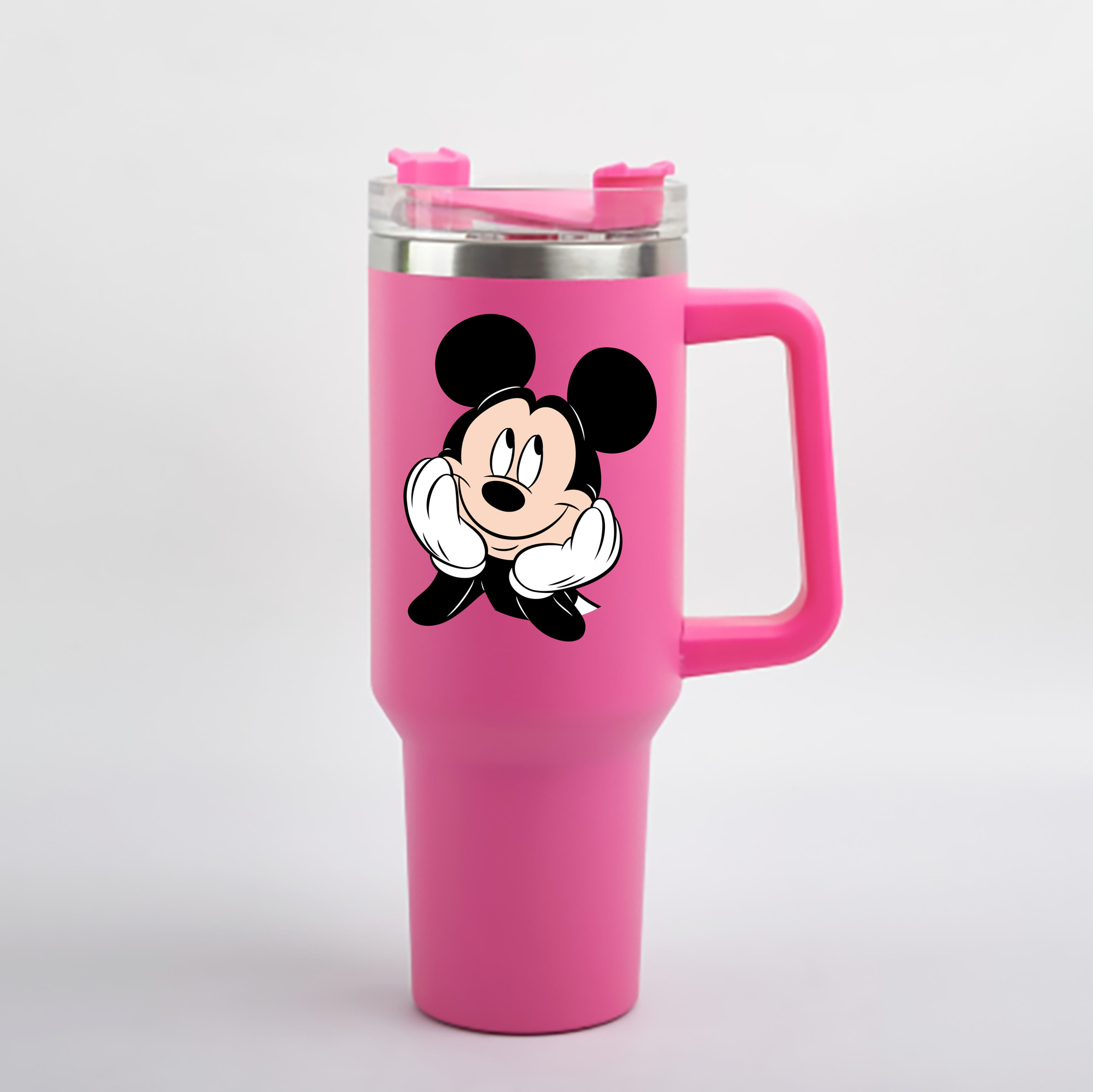 （画像用） ミッキーマウス Mickey Mouse 1200mL車用タンブラー - クリスタルステッカー（プラスチックストロー付き）